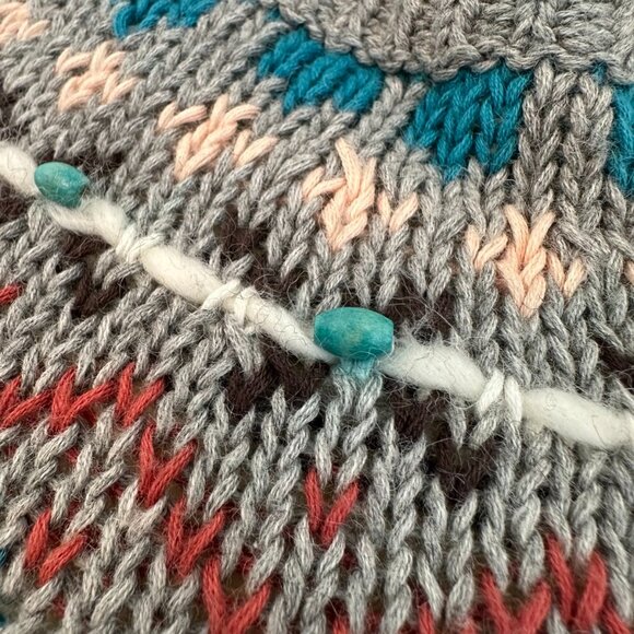 American Rag Beaded Fair Isle Sweater Vest – Size L – Gray w/ Turquoise Accents - Picture 3 of 5